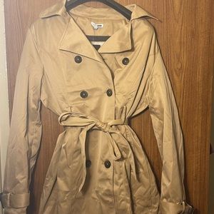 FASHIONNOVA — Khaki, fleece lined Trench coat with belt.
